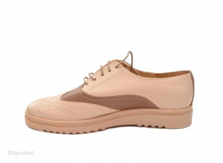 Pantofi dama bej casual-eleganti din piele naturala cod P53 - Img 4