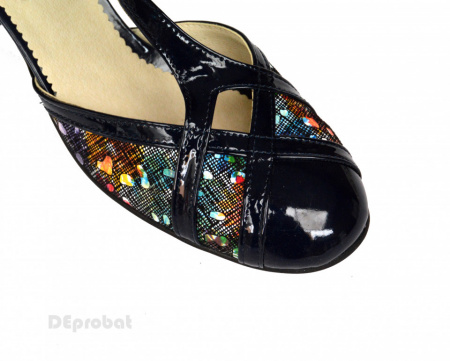 Pantofi dama bleumarin cu toc aplicat din piele naturala cod P344 - Img 4