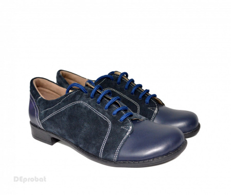 Pantofi dama piele naturala bleumarin cu siret cod P95BL