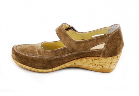 Pantofi dama piele naturala maro velur cu platforma cod P87MVEL - Made in Romania - Img 5