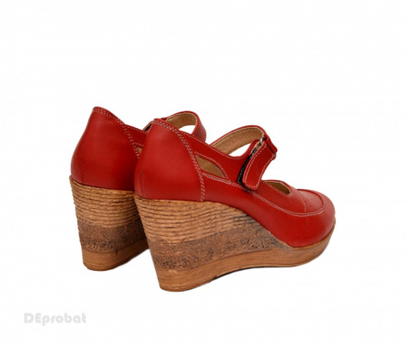 Pantofi dama piele naturala rosii cu platforma cod P74R - Made in Romania - Img 2