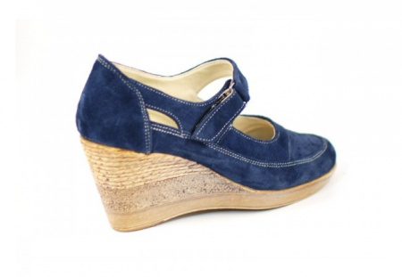 Pantofi dama piele naturala velur bleumarin cu platforma cod P74BLVEL - Made in Romania - Img 6