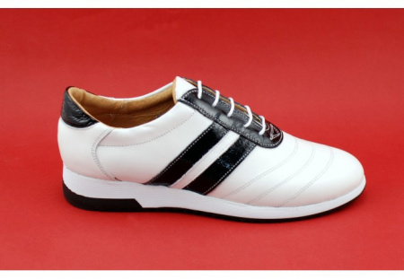 Pantofi sport dama piele naturala alb cu negru cod P86 - Made in Romania - Img 3