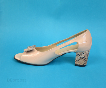 Sandale bej dama din piele naturala toc aplicat 5 cm cod S314 - Img 4