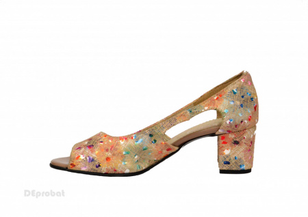Sandale multicolore dama din piele naturala toc 5 cm cod S301 - Img 4