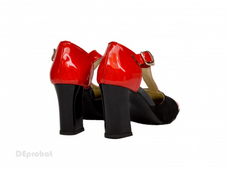 Pantofi dama cu toc aplicat din piele naturala cod P349 - Img 2
