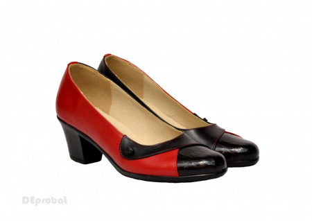 Pantofi dama cu toc aplicat din piele naturala cod P353