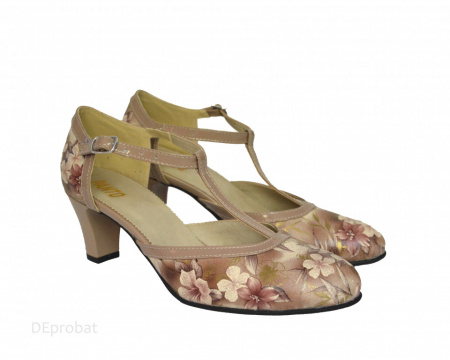 Pantofi dama cu toc aplicat din piele naturala cod P371