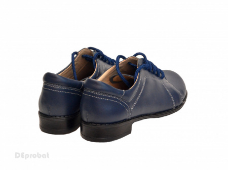 Pantofi dama piele naturala bleumarin cu siret