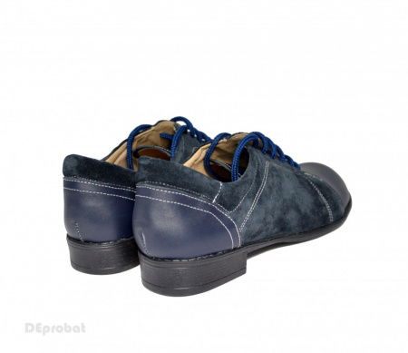 Pantofi dama piele naturala bleumarin cu siret cod P95BL - Img 2