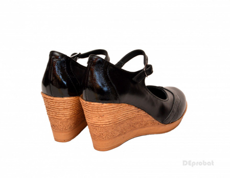 Pantofi dama piele naturala negri cu platforma