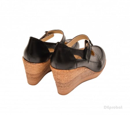 Pantofi dama piele naturala negri cu platforma