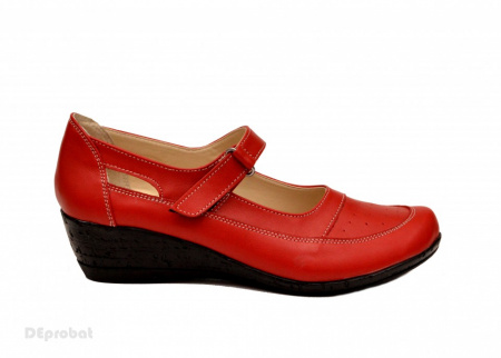 Pantofi dama piele naturala rosii cu platforma