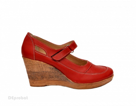 Pantofi dama piele naturala rosii cu platforma cod P74R - Made in Romania - Img 3