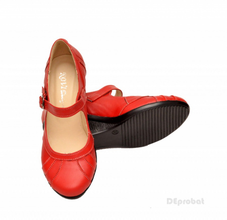 Pantofi dama rosii din piele naturala cu platforma cod P156R - Made in Romania - Img 5