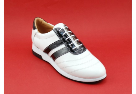 Pantofi sport dama piele naturala alb cu negru cod P86 - Made in Romania - Img 4
