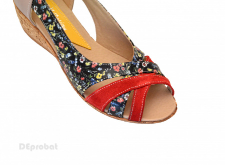 Sandale dama multicolore cu platforma din piele naturala