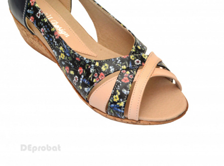 Sandale dama multicolore cu platforma din piele naturala cod S62 - Img 5