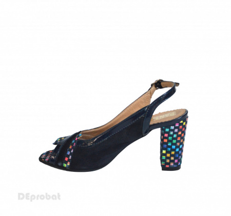 Sandale negre dama din piele naturala toc aplicat 8 cm cod S330 - Img 4