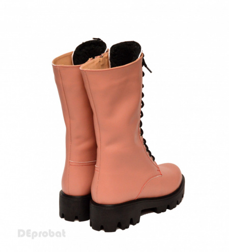 Bocanci roz pal dama piele naturala cod BOC23ROZ - Made in Romania - Img 2