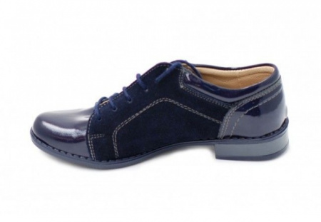 Pantofi dama piele naturala bleumarin cu siret cod P94BL - Img 2