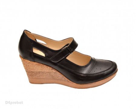 Pantofi dama piele naturala negri cu platforma
