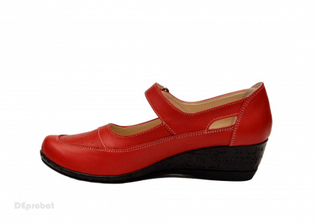Pantofi dama piele naturala rosii cu platforma