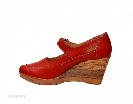 Pantofi dama piele naturala rosii cu platforma cod P74R - Made in Romania - Img 4