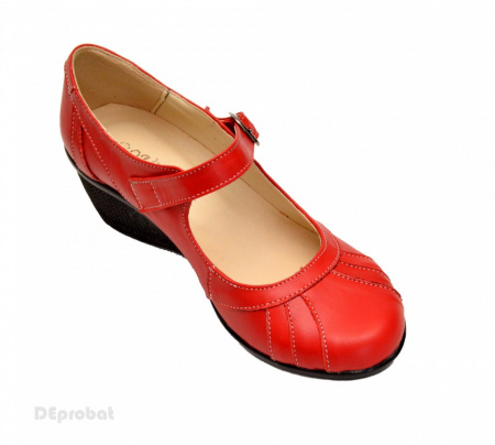 Pantofi dama rosii din piele naturala cu platforma cod P156R - Made in Romania - Img 6