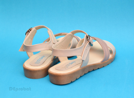 Sandale dama piele naturala bej cu talpa joasa cod S54 - Img 2
