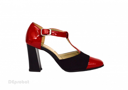Pantofi dama cu toc aplicat din piele naturala cod P349 - Img 3