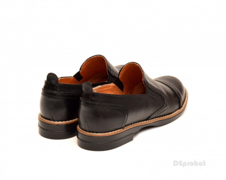 Pantofi dama negri casual-eleganti din piele naturala cu elastic cod P104 - Img 2