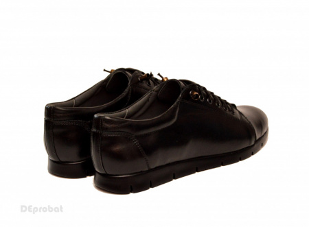 Pantofi dama negri cu siret elastic din piele naturala cod P184N - Img 2