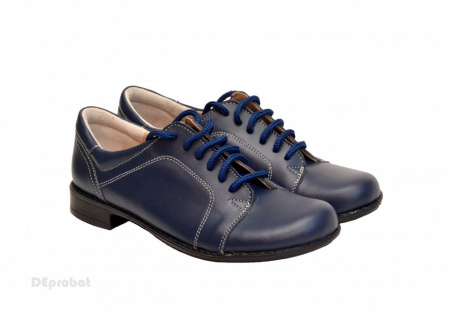 Pantofi dama piele naturala bleumarin cu siret cod P92BLM