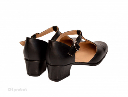 Pantofi dama piele naturala negri cu bareta cod P26NBOX - Img 2