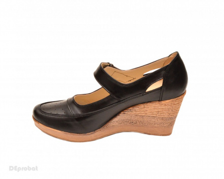 Pantofi dama piele naturala negri cu platforma
