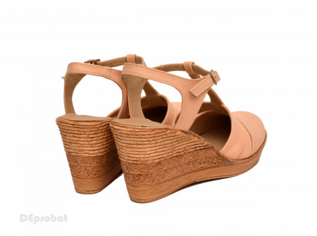 Sandale dama bej cu platforma din piele naturala cod S55BEJ - Img 2