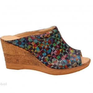 37 - Saboti dama piele naturala Multicolori cu varf decupat cod SB31 - Lichidare Stoc - Img 3