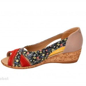 Sandale dama multicolore cu platforma din piele naturala