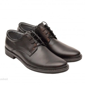 38 - Pantofi barbati piele naturala negri casual-eleganti cu siret cod P69N - Lichidare Stoc