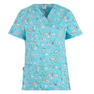 Bluza medicala albastru deschis cu dintisori 2
