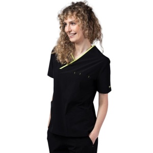 Costum medical Onyx dama - negru cu paspol praz