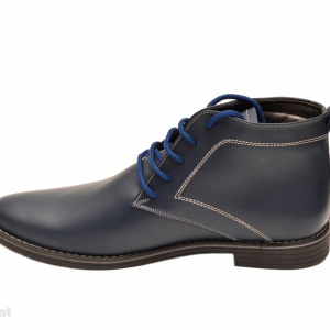 Ghete barbati piele naturala Bleumarin casual-elegante cu siret 