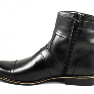 Ghete barbati negre piele naturala casual-elegante, cu fermoar si sireturi.