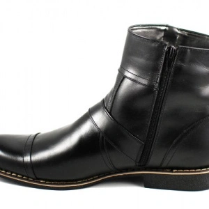 Ghete barbati negre piele naturala casual-elegante, cu fermoar si sireturi.