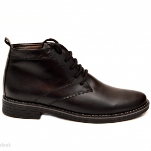 Ghete barbati negre din piele naturala, casual-elegante, cu sireturi.