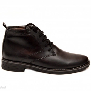 Ghete barbati negre din piele naturala, casual-elegante, cu sireturi.