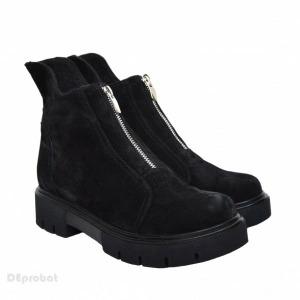 Ghete dama pentru primavara si toamna din piele naturala velur negru cod G51
