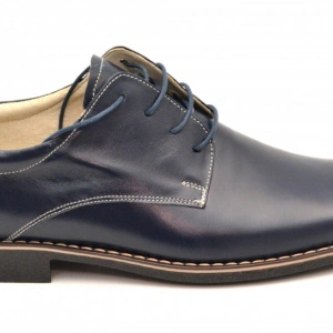 Pantofi barbati piele naturala bleumarin casual-eleganti cu siret