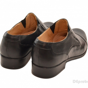 Pantofi barbati piele naturala negri casual-eleganti cu elastic cod P16EL - Img 2